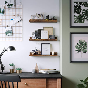 رف جداري معلَّق MDF ريفي البني عرض تخزين الحائط رف رف خشبي - Product Image 5