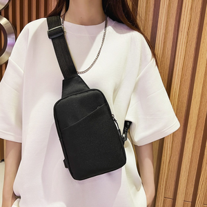Bolso bandolera con logotipo personalizado, mochila cruzada ligera de lona para viajes al aire libre, senderismo, para hombres y mujeres, regalo promocional al por mayor. - Product Image 5