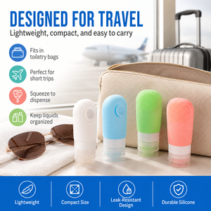 YMS Wholesale OEM – Accessoires de voyage essentiels en silicone compact, multicolores, écologiques, 60 ml, avec brosse douce et anti-fuite pour lotion - Product Image 6