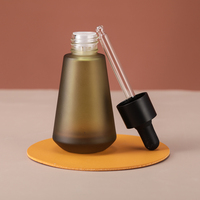 Flacons compte-gouttes en verre ambré mat de forme conique, modernes et luxueux, avec logo personnalisé pour les soins des cheveux, de la peau et des yeux, emballage de 15 ml et 30 ml, sans BPA