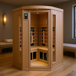 Sauna de madera de hemlock con 6 calentadores eléctricos, diseño contemporáneo para uso en spa doméstico. - Product Image 2