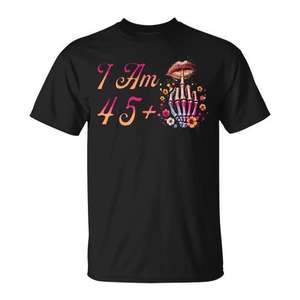<b>I</b> <b>Am</b> 45 Plus <b>1</b> Middle Finger Skull 46th Birthday Women Premium <b>T</b>-<b>Shirt</b> - Product Image 1