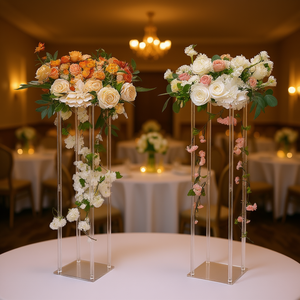 Support à fleurs de mariage en acrylique Db Wholesale, 31,5 pouces de haut, vase colonne géométrique moderne pour décorations de table - Product Image 2