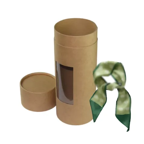 Logo personalizzato cartone Twistup vasetto di carta biodegradabile profumo balsami per labbra tubo tondo sciarpa imballaggio cilindro scatola regalo con finestra
