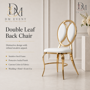 Chaise de mariage en acier inoxydable doré à double anneau superposé avec coussin blanc pour événements de mariage et banquets - Sièges pour événements - Product Image 2