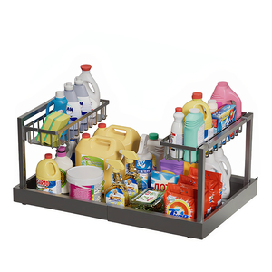 Organisateur de placard coulissant extensible, panier de rangement coulissant pour cuisine et salle de bain, organisateur sous évier à 2 niveaux - Product Image 2