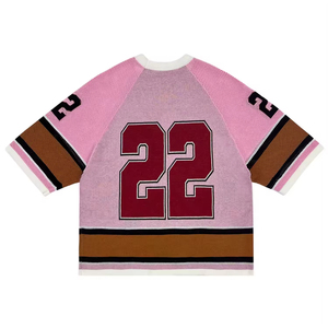 Logotipo personalizado Vintage Deportes Streetwear Boxy Cuello redondo Top de punto Jersey Suéter Algodón de gran tamaño Fútbol Jersey Suéter - Product Image 3