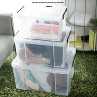 Boîte de rangement en plastique transparente épaissie à angle droit pour couettes, vêtements, articles divers, jouets – Style minimaliste moderne – Boîte Hercules