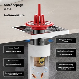 Couvercle de siphon de sol anti-odeur en laiton - Tuyau de vidange en <span class=keywords><strong>silicone</strong></span> anti-odeur avec répulsif anti-insectes, <span class=keywords><strong>bouchon</strong></span> de vidange pour lavabo de salle de bain/cuisine - Product Image 4