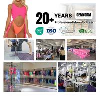 Baju Renang Wanita OEM Satu Potong Model Bodycon, Custom, Ketat, Leher Bulat, Pakaian Pantai Minimalis, Rumbai, Polos