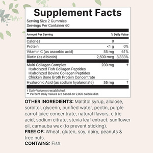Tự nhiên đa Glutathione Collagen gummies bổ sung với Biotin vitamin C và axit hyaluronic cho vẻ đẹp hàng ngày hỗ trợ OEM - Product Image 6