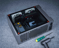 Aluminum Vertical MATX Mid Tower Gaming PC Case with Power Supply and Big Tempered Glass