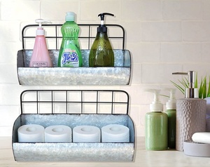 Gegalvaniseerd Metalen Boerderij Muur Opslag Houder Voor Keuken Wasruimte Badkamer Metalen Opknoping Draad Mand - Product Image 5