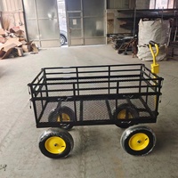 Chariot utilitaire pliable pour l'agriculture, chariot à benne avec côtés amovibles, chariot de jardin en maille