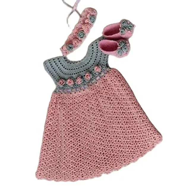 Alta Qualità Delle Ragazze di Modo Breve Abito Crochet Dress Set All'ingrosso