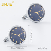 JINJIE Kancing Manset Mewah Desain Jam Bulat Berlapis Emas untuk Pria, Cocok untuk Hadiah Bisnis dan Pernikahan