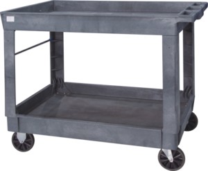 Industrial <strong>Big</strong> Tray Top Plastic Service Utility <strong>Cart</strong> W/2 Shelves &amp; 5" Casters, 500 Lb. Capacity, ,40-5/8"L X 25-5/8"W X 33"H - Product Image 2