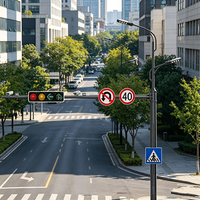 Poteau de signalisation routière en acier galvanisé à chaud, carré, à double bras, résistant au vent et anticorrosion