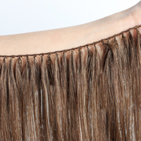 Extensions de cheveux humains brésiliens Remy, double trame, effet plume, 100% naturels, fixation micro-anneaux