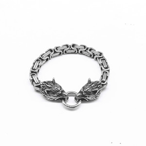Bracelet en acier titane yunnique avec tête de loup, bijoux pour hommes en acier inoxydable 316, design à maillons de chaîne, cadeau - Product Image 5