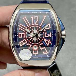 Mens Automatic <b>Watch</b> Tonneau <b>Case</b> Sapphire Glass Rubber Strap Sport Wristwatch 44x54mm Curved Design - Product Image 2