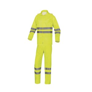 Hi-Vis PVC Polyester Regenanzug <span class=keywords><strong>EN343</strong></span> Versiegelte Nähte Feste Kapuze Elastischer Bund Verstellbare Hosenbeine Mit Reflektorstreifen - Product Image 2