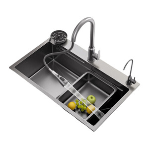 Évier de cuisine intelligent en acier inoxydable 304 épaissi avec affichage numérique et robinet extractible - Product Image 3