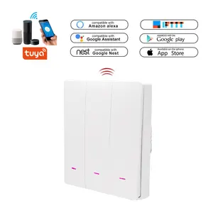 En gros Fournisseur LSPS5-86-3 110V 220V Presse Bouton 3Gang Tuya Wifi Smart Switch pour voix et télécommande