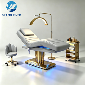 Wholesale Price <strong>Electric</strong> Lash Bed Curved Facial Spa Massage <strong>Table</strong> 4 Motors Gold White Beauty Bed for Salon Furniture Set - Product Image 3