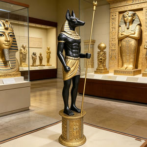 Statua di Anubis in Resina di Fibra di Vetro su Misura, Scultura Artigianale Realistica del Marchio Quncan, Elegante Decorazione Artistica Egizia - Product Image 3