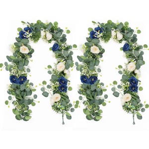 ดอกคามีเลียประดิษฐ์ขนาด 100-200 ซม. สีขาวและสีน้ำเงิน ทำจากผ้าไหม สำหรับตกแต่งงานแต่งงาน ตกแต่งบ้าน ตกแต่งโต๊ะ ประดับด้วยใบไม้สีเขียว - Product Image 5