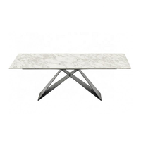Table à manger en dalle de roche minimaliste italienne personnalisée conception rotative extensible rectangulaire moderne pour petit usage domestique dans les hôtels