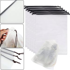 Bolsas grandes para zapatos de viaje con cordón, 11,8 x 15,7 pulgadas, almacenamiento transparente portátil con cuerda para zapatos y calcetines de hombre y mujer - Product Image 3