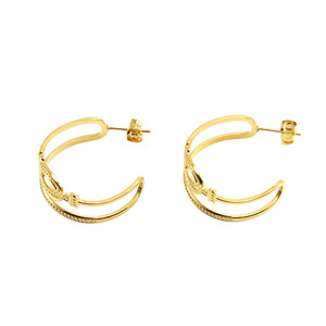 Geometric Hoop Earrings Gold Stainless Steel Party Women's Jewelry ZE788G - Product Image 5