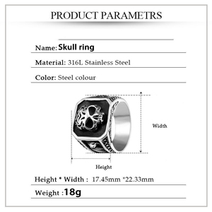 Europäischer und amerikanischer Trend männlicher Schmuck Custom Vintage Gothic Men Edelstahl Ring Schädel Schädel Vogel Herren Ring - Product Image 5