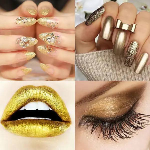 Produttore di alta qualità pigmento metallico polvere d'oro pigmento glitter oro lamina d'oro trucco pigmento cosmetico in polvere