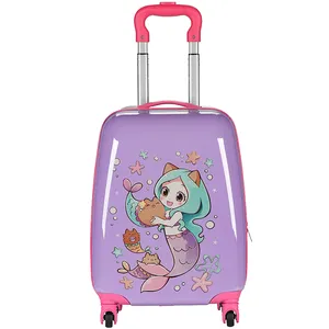 School kids luggage custom print mini children ABS PC luggage with wheels 18inch trolley case carry on luggage