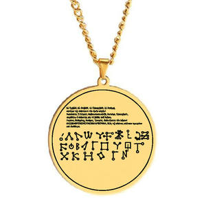HLSS533 <span class=keywords><strong>El</strong></span> <span class=keywords><strong>alfabeto</strong></span> angelical <span class=keywords><strong>Alfabeto</strong></span> celestial Alfabetos hebreos y griegos Talismán Amuleto Collar colgante de acero inoxidable - Product Image 3