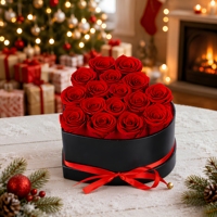 Bouquet de roses éternelles, arrangement de fleurs préservées, logo personnalisé, longue durée (3 à 5 ans), décoration de Noël, mariage, maison, cadeau