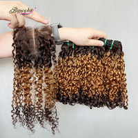Extensions de cheveux 100% naturels, boucles Pixie, extensions de cheveux humains SDD 3 tons de couleur