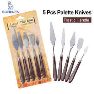 BOMEIJIA Ensemble de 5 racloirs d'artiste, manche en plastique, <span class=keywords><strong>couteau</strong></span> à palette en acier inoxydable pour la <span class=keywords><strong>peinture</strong></span> à l'huile, pour le modelage, le matériau acrylique - Product Image 1
