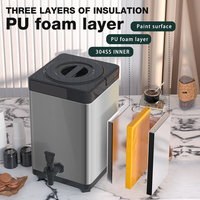 Baiwin 6L 8L 10L 12L Distributeur de boissons isotherme carré en acier inoxydable avec affichage de la température pour café, lait et thé