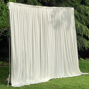 Grosir dekorasi pernikahan sutra susu kustom tirai Satin romantis Panel latar belakang dinding kain latar belakang - Product Image 2