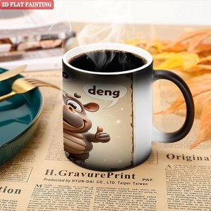 Smooth Round Edge Safe Drinking Mug Frosted Black 11oz <b>Ceramic</b> Heat Changing Magic <b>Cup</b> - Product Image 5