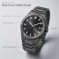 Montre automatique pour homme Migaga en acier inoxydable personnalisée avec cadran à aiguilles, logo personnalisé, montre mécanique pour homme