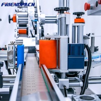 Machine d'étiquetage automatique verticale supérieure et latérale pour bouteilles et canettes rondes avec applicateur d'étiquettes