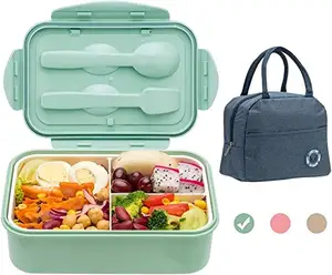 BPA Free Food Safe Materials Bento Boxes for Kids Large Capacity 3 Compartments Lunch Box with Utensils Insulated Lunch Bag