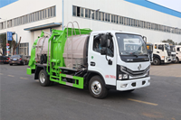 Camion à ordures alimentaires Dongfeng Dolica D6 4x2 7 m³ à chargement latéral, hermétique, avec séparation sec-humide, pour collecteur de déchets de restaurant