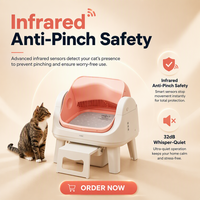 PETPIVOT AutoScooper 12 Lite Bac à litière automatique, double mode, contrôle des odeurs, capteur de sécurité infrarouge, adapté aux foyers multi-chats