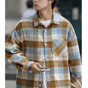 เสื้อยืดแฟลนเนลวินเทจผ้าฝ้ายหนาคุณภาพสูง 100% สำหรับผู้ชาย ติดกระดุม ปิดคอ แบบหนา สำหรับฤดูหนาว - Product Image 2